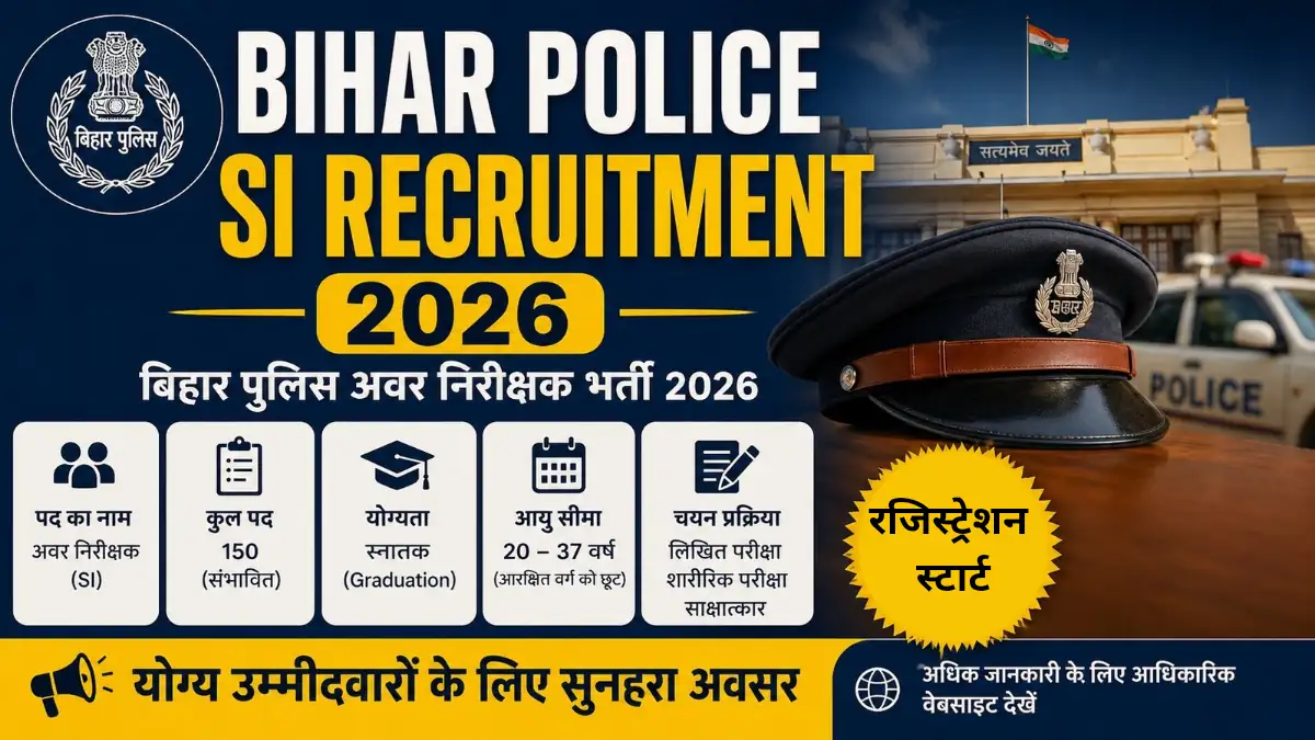 Bihar Police SI Recruitment 2026: 150 दरोगा पदों पर भर्ती, यहाँ से करें रेजिस्टर!